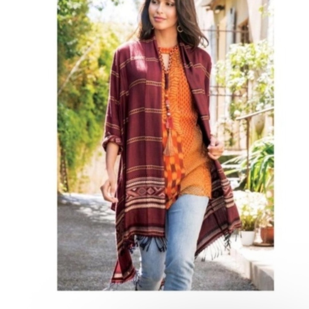 Soft Surroundings XL Aztec shawl kimono